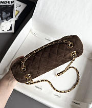 Chanel Small Classic Handbag Suede Calfskin & Gold-Tone Metal Dark Brown - 23x14.5x6cm - 4