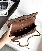Chanel Small Classic Handbag Suede Calfskin & Gold-Tone Metal Dark Brown - 23x14.5x6cm - 3