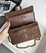 Chanel Small Classic Handbag Suede Calfskin & Gold-Tone Metal Dark Brown - 23x14.5x6cm - 2