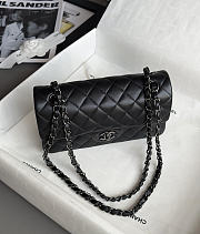 Chanel Classic Black Lamskin Gunmetal Hardware Bag - 14.5x23x6cm - 5