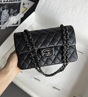 Chanel Classic Black Lamskin Gunmetal Hardware Bag - 14.5x23x6cm - 1