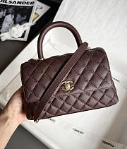 Chanel Coco Handle XS Women's Handbag Caviar Dark Brown 23cm - 5