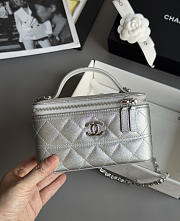 Chanel Long Vanity With Chain Grained Calfskin & Silver-Tone Metal Silver - 17x9.5x8cm - 6