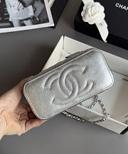 Chanel Long Vanity With Chain Grained Calfskin & Silver-Tone Metal Silver - 17x9.5x8cm - 4