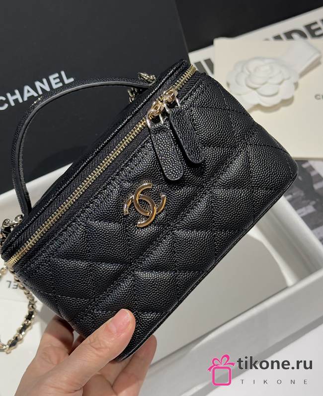 Chanel Long Vanity With Chain Grained Calfskin & Gold-Tone Metal Black - 17x9.5x8cm - 1