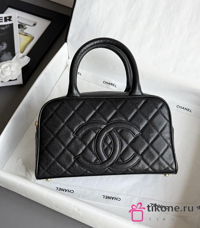 Chanel Bowling Bag Caviar & Gold Metal  Black - 27x16x9cm - 1
