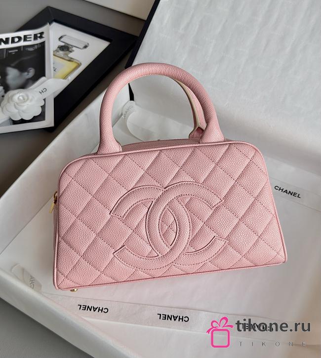 Chanel Bowling Bag Caviar & Gold Metal Pink - 27x16x9cm - 1