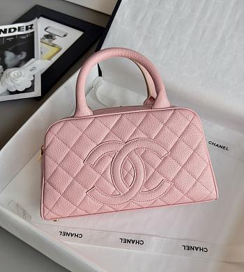 Chanel Bowling Bag Caviar & Gold Metal Pink - 27x16x9cm