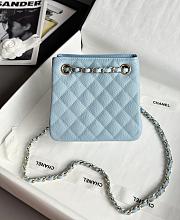 Chanel Mini Bucket Bag in Caviar & Light Gold-Tone Metal Light Blue - 16x15x10cm - 5