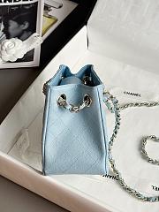 Chanel Mini Bucket Bag in Caviar & Light Gold-Tone Metal Light Blue - 16x15x10cm - 3
