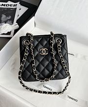 Chanel Mini Bucket Bag in Caviar & Light Gold-Tone Metal Black - 16x15x10cm - 1