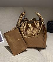 Chanel 25 Medium Handbag Metallic Grained Calfskin & Gold Metal Bronze - 40x30x15cm - 1