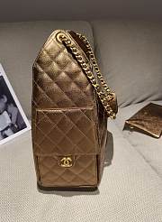 Chanel 25 Medium Handbag Metallic Grained Calfskin & Gold Metal Bronze - 40x30x15cm - 6