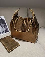 Chanel 25 Medium Handbag Metallic Grained Calfskin & Gold Metal Bronze - 40x30x15cm - 5