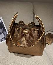 Chanel 25 Medium Handbag Metallic Grained Calfskin & Gold Metal Bronze - 40x30x15cm - 4