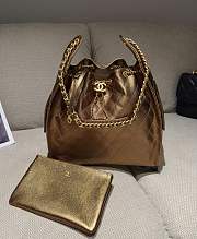 Chanel 25 Medium Handbag Metallic Grained Calfskin & Gold Metal Bronze - 40x30x15cm - 3