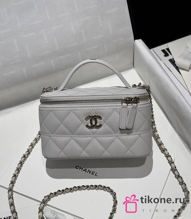 Chanel Long Vanity With Chain Grained Calfskin & Gold-Tone Metal Gray - 17x9.5x8cm - 1