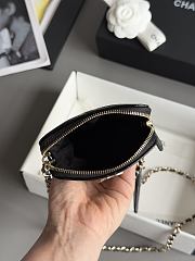 Chanel Phone Holder With Chain Shiny Crumpled Calfskin & Gold-Tone Metal Black - 18x11x2cm - 4