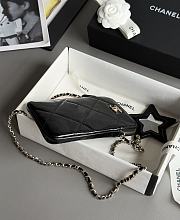 Chanel Phone Holder With Chain Shiny Crumpled Calfskin & Gold-Tone Metal Black - 18x11x2cm - 3