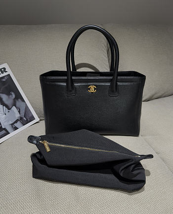 Chanel Executive Cerf Tote Gold-Tone Metal Black - 35x24x14cm