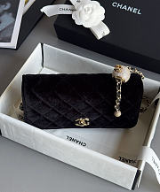 Chanel Wallet On Chain Velvet Diamanté & Gold-Tone Metal Black - 19.2x12.3x3.5cm - 6