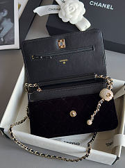 Chanel Wallet On Chain Velvet Diamanté & Gold-Tone Metal Black - 19.2x12.3x3.5cm - 3