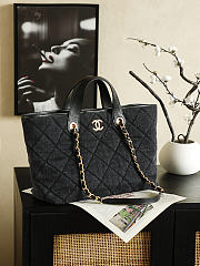 Chanel Cabas Denim Deauville Washed Denim Gold-Tone Metal Dark Grey - 44x26x13cm - 5