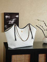 Chanel Maxi Shopping Bag Braided Raffia Calfskin & Gold-Tone Metal White & Black - 59x36x13cm - 2