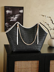 	 Chanel Maxi Shopping Bag Braided Raffia Calfskin & Gold-Tone Metal Black & White - 59x36x13cm - 5