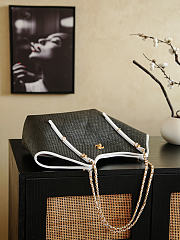 	 Chanel Maxi Shopping Bag Braided Raffia Calfskin & Gold-Tone Metal Black & White - 59x36x13cm - 2