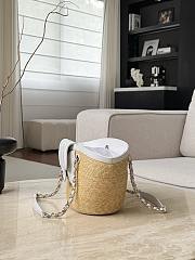 Chanel Small Shopping Bag Braided Straw Lambskin & Gold Tone Metal Beige & White - 41x18x13cm - 2