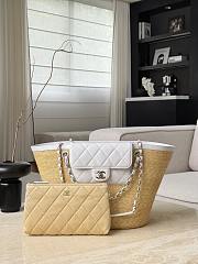 Chanel Large Tote Braided Straw Lambskin & Gold-Tone Metal Beige & White - 54x26x18cm - 5