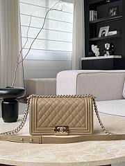 Boy Chanel Handbag Grained Calfskin & Light Gold-Tone Metal Dark Beige - 25x15x9cm - 5