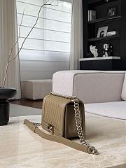 Boy Chanel Handbag Grained Calfskin & Light Gold-Tone Metal Dark Beige - 25x15x9cm - 4