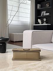 Boy Chanel Handbag Grained Calfskin & Light Gold-Tone Metal Dark Beige - 25x15x9cm - 3