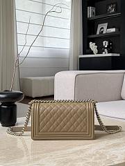 Boy Chanel Handbag Grained Calfskin & Light Gold-Tone Metal Dark Beige - 25x15x9cm - 2