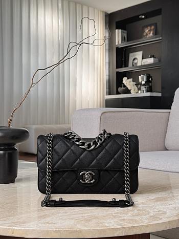 Chanel Bombay Pondicherry Flap Bag Calfskin & Ruthenium-Finish Metal Black - 27x17x15.5cm