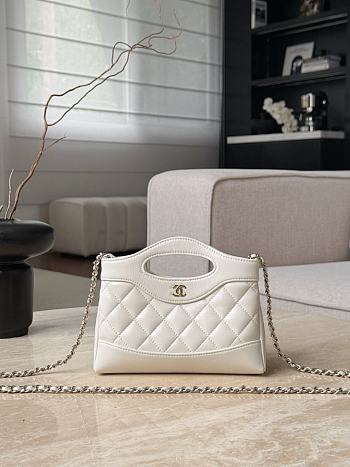 Chanel 31 Nano Shopping Bag Lambskin Gold Tone Metal White - 20.5x17.5x3.5cm