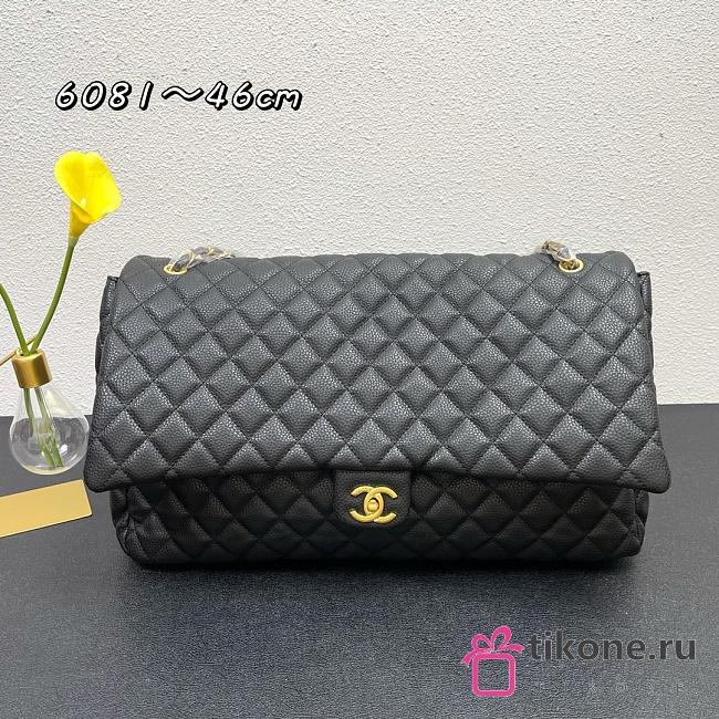 Chanel Classic XXL Travel Flap Grained Calfskin & Gold-Tone Metal Black - 46x26x14cm - 1