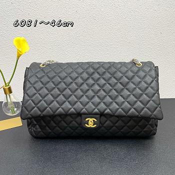 Chanel Classic XXL Travel Flap Grained Calfskin & Gold-Tone Metal Black - 46x26x14cm