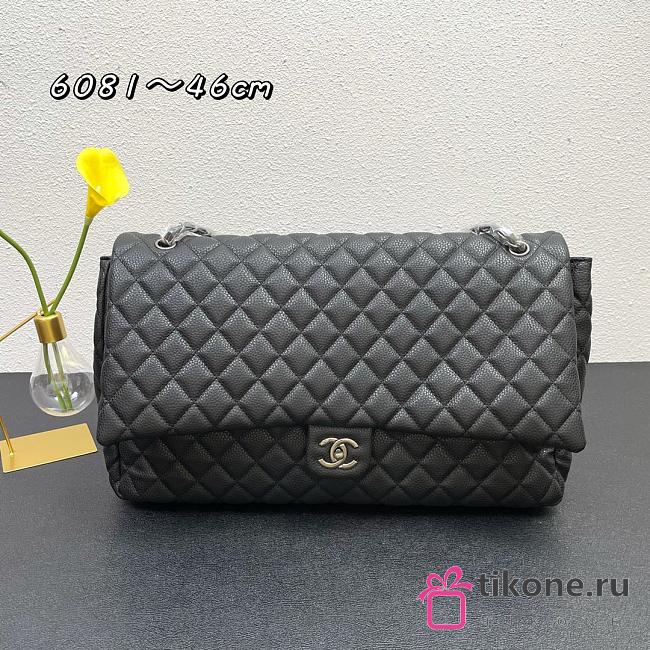 Chanel Classic XXL Travel Flap Grained Calfskin & Ruthenium-Finish Metal Black - 46x26x14cm - 1