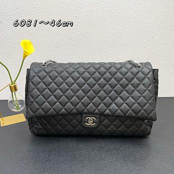 Chanel Classic XXL Travel Flap Grained Calfskin & Ruthenium-Finish Metal Black - 46x26x14cm