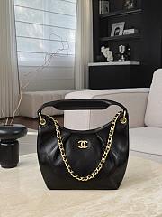 Chanel Hobo Bag Shiny Calfskin & Gold-Tone Metal Black - 24x20x10cm - 5