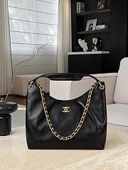 Chanel Maxi Hobo Bag Lambskin & Gold-Tone Metal Black - 38x35x14cm - 5