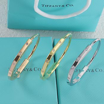 Tiffany Lock Bangle in Rose/ Yellow/ White Gold with Diamond Accents