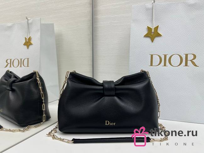 Small Dior Bow Bag Black Lambskin - 26x16x10cm - 1