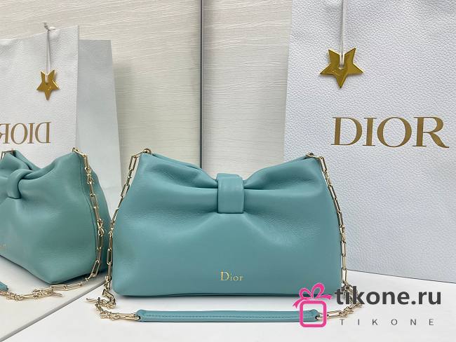 Small Dior Bow Bag Bleu Tourmaline Lambskin - 26x16x10cm - 1