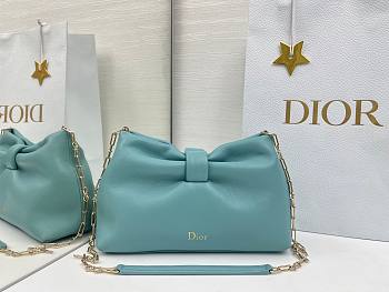Small Dior Bow Bag Bleu Tourmaline Lambskin - 26x16x10cm