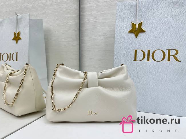 Small Dior Bow Bag White Lambskin - 26x16x10cm - 1
