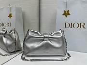 Small Dior Bow Bag Silver Laminated Lambskin - 26x16x10cm - 1